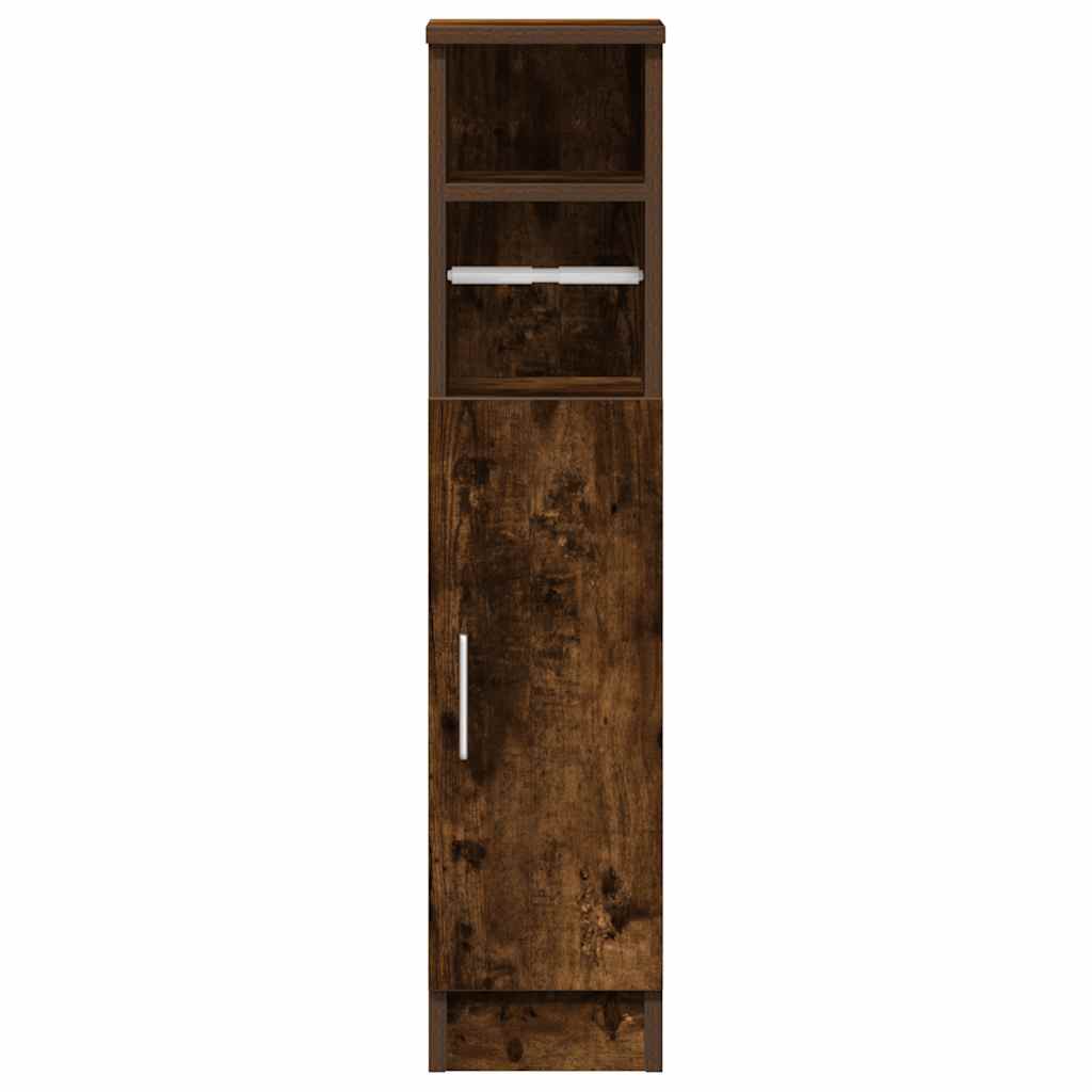 vidaXL Bathroom Cabinet with Roll Holder Smoked Oak 20.5x22x90 cm 4