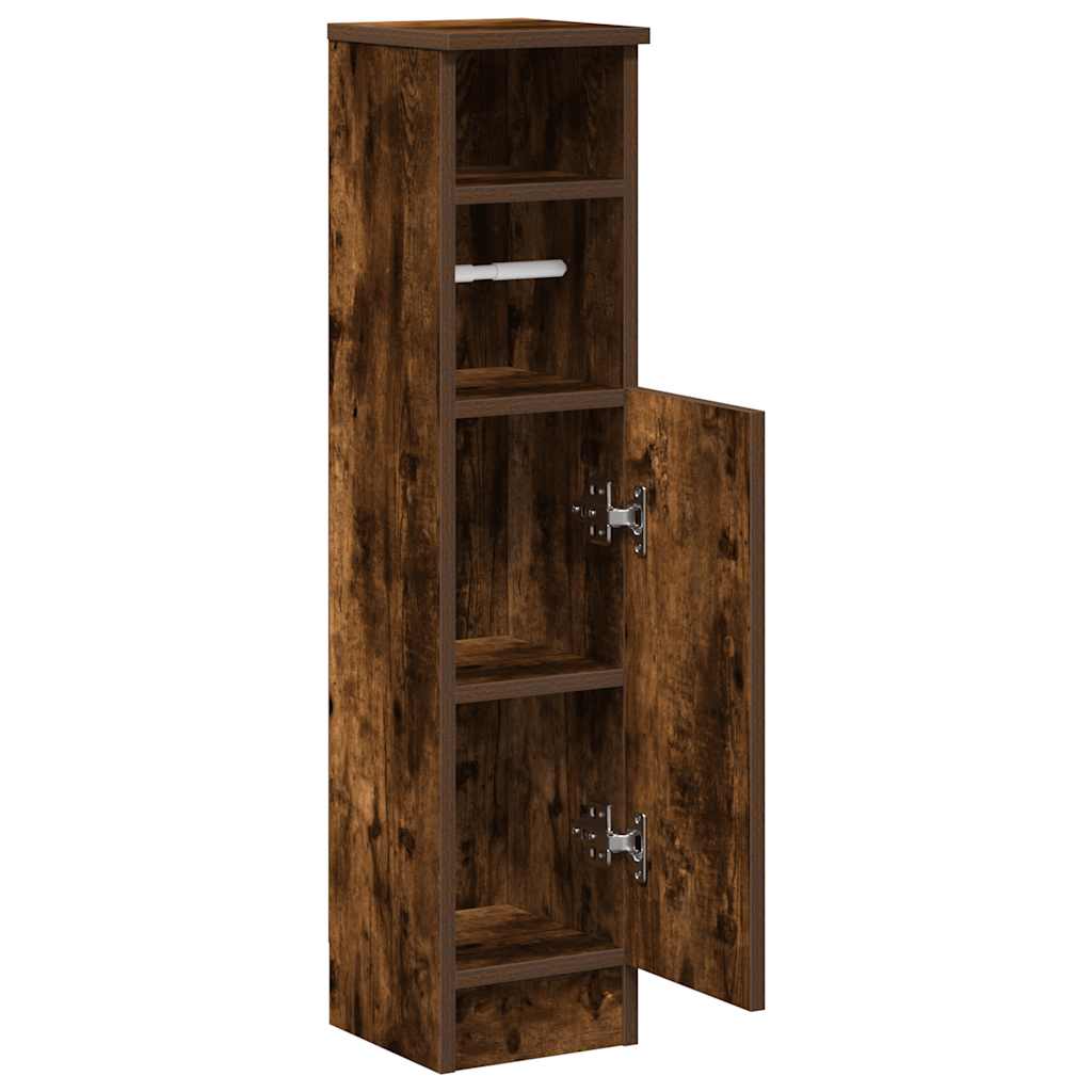 vidaXL Bathroom Cabinet with Roll Holder Smoked Oak 20.5x22x90 cm 5
