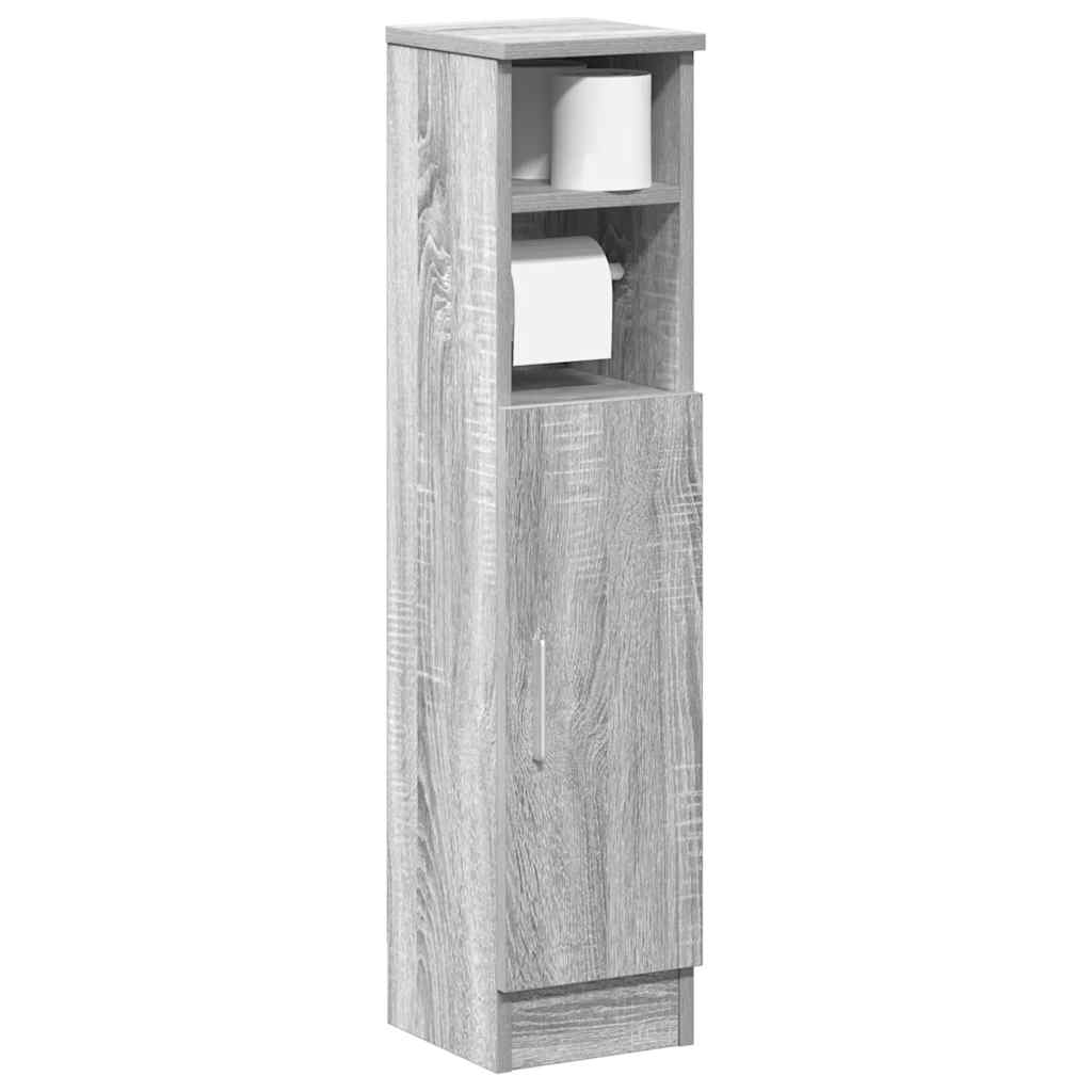 vidaXL Bathroom Cabinet with Roll Holder Grey Sonoma 20.5x22x90 cm 1
