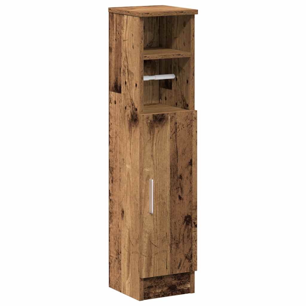 vidaXL Bathroom Cabinet with Roll Holder Old Wood 20.5x22x90 cm 2