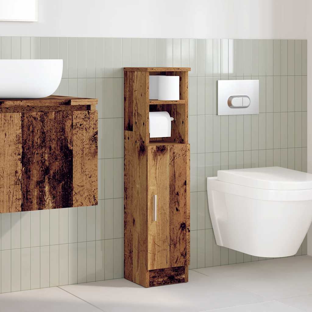 vidaXL Bathroom Cabinet with Roll Holder Old Wood 20.5x22x90 cm 3