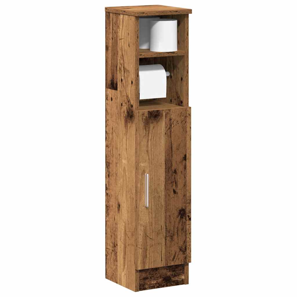 vidaXL Bathroom Cabinet with Roll Holder Old Wood 20.5x22x90 cm 1