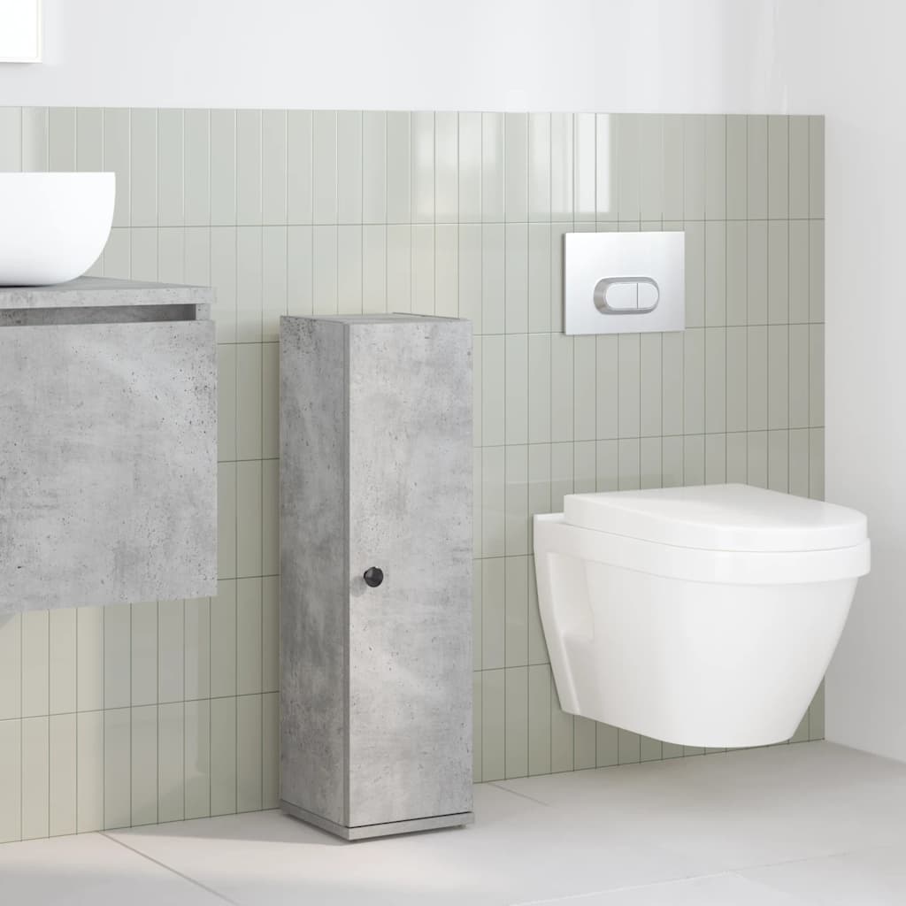vidaXL Bathroom Cabinet with Roll Holder Concrete Grey 20.5x22x72 cm 3