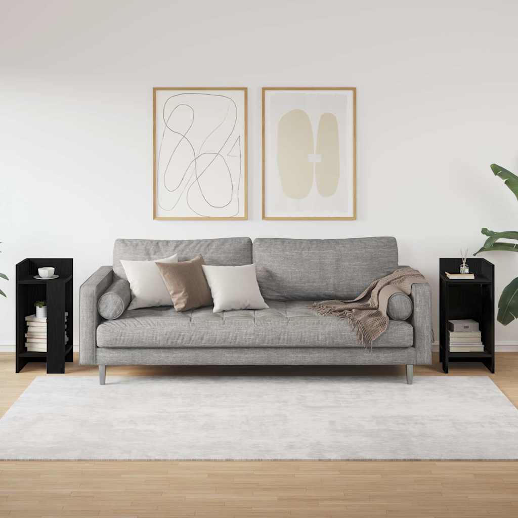 vidaXL Side Tables 2 pcs with Shelf Black 25.5x27x60 cm 3