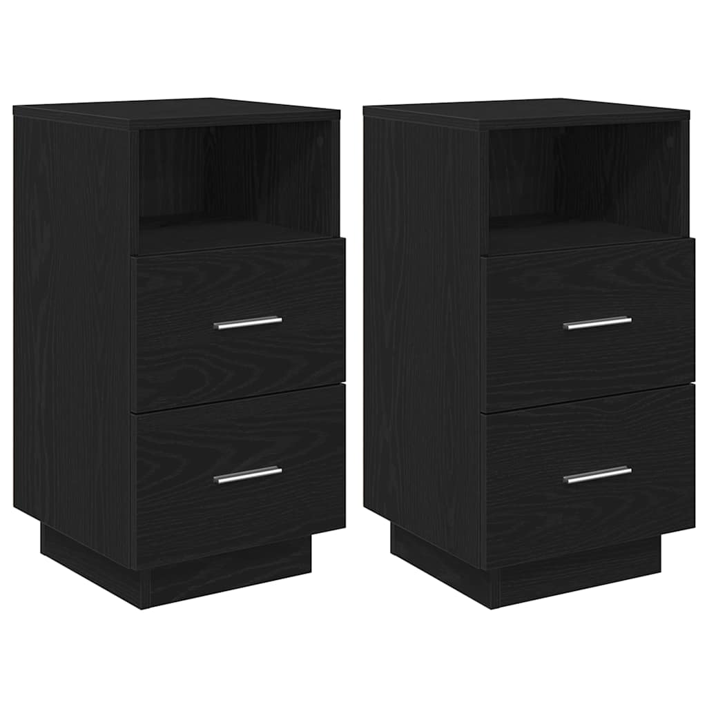 vidaXL Bedside Cabinets 2 pcs with 2 Drawers Black 36x36x68 cm 2