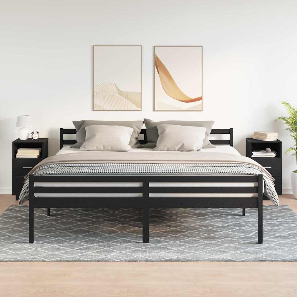 vidaXL Bedside Cabinets 2 pcs with 2 Drawers Black 36x36x68 cm 3