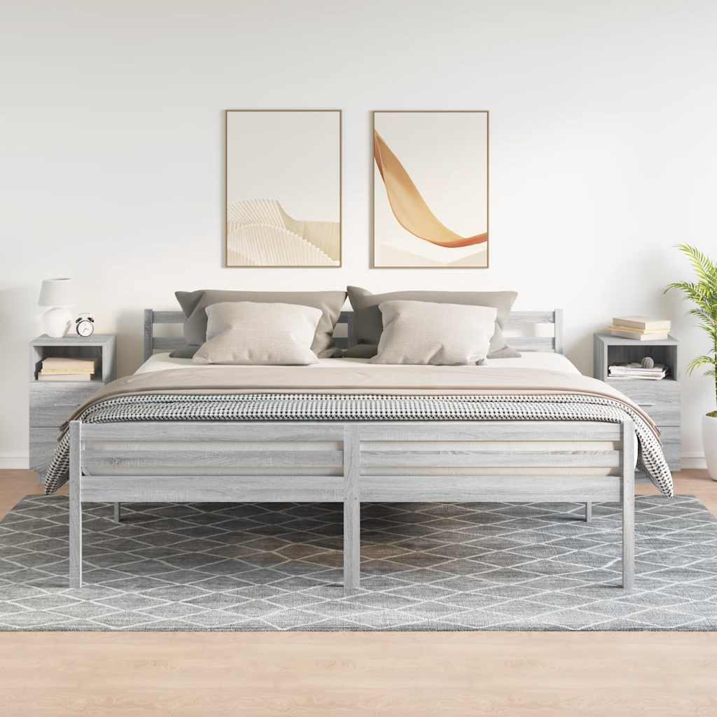 vidaXL Bedside Cabinets 2 pcs with 2 Drawers Grey Sonoma 36x36x68 cm 3