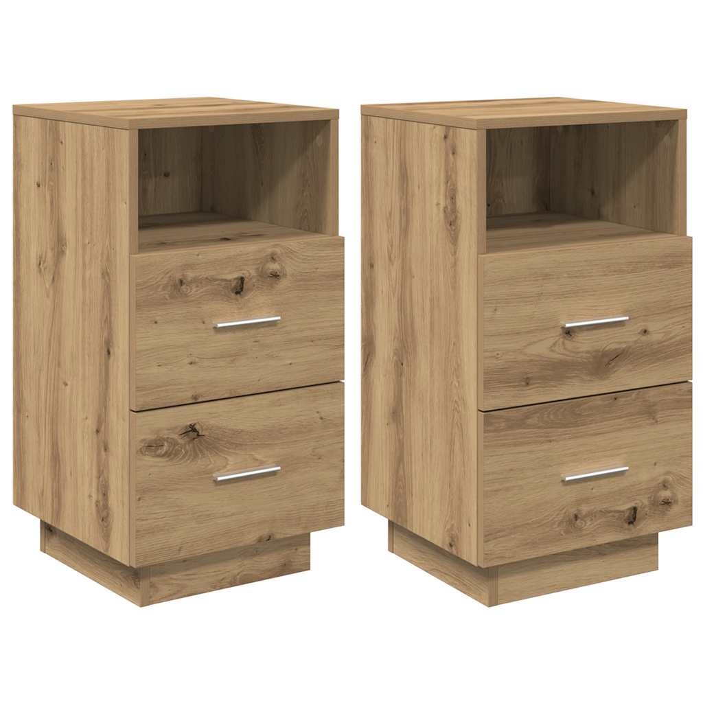 vidaXL Bedside Cabinets 2 pcs with 2 Drawers Artisan Oak 36x36x68 cm 2