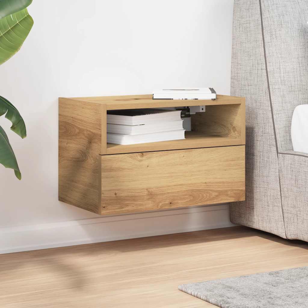 vidaXL Wall-mounted Bedside Cabinet Artisan Oak 45x26x28.5 cm 3