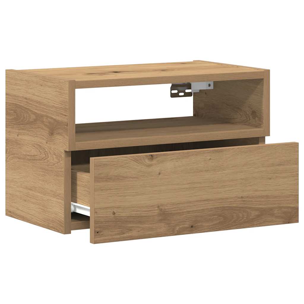 vidaXL Wall-mounted Bedside Cabinet Artisan Oak 45x26x28.5 cm 5