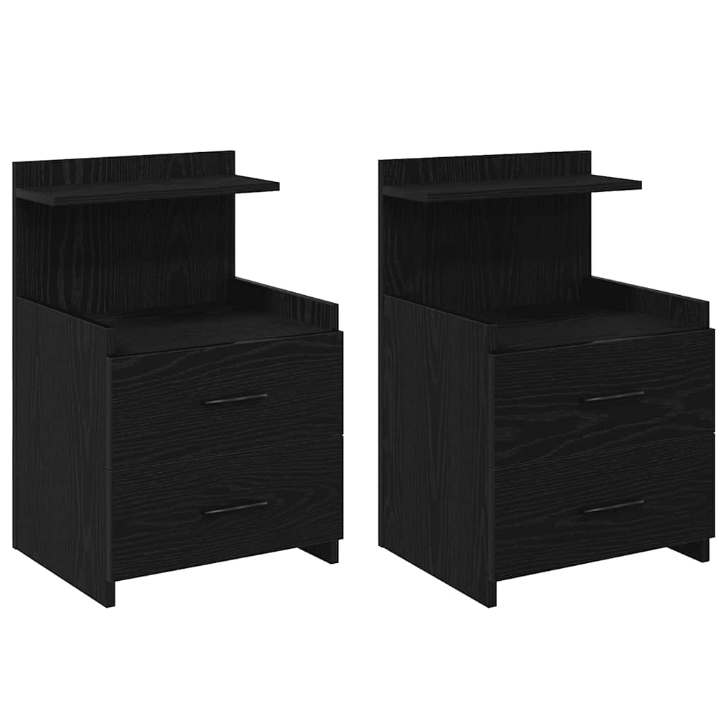 vidaXL Bedside Cabinets 2 pcs with 2 Drawers Black 40x36.5x62 cm 2