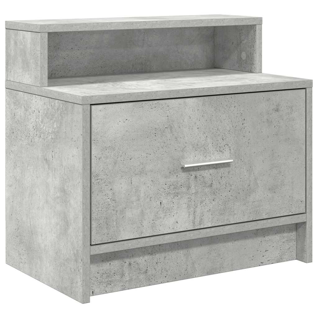 vidaXL Bedside Cabinet with Drawer Concrete Grey 51x31x47 cm 2