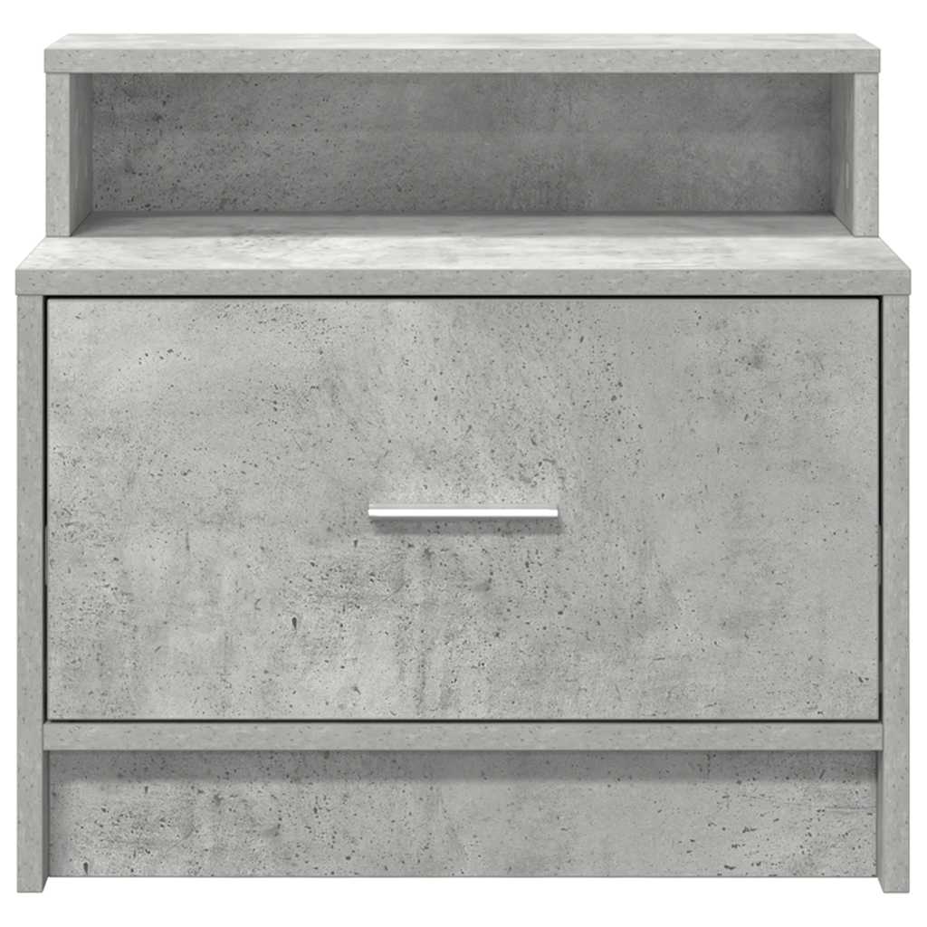 vidaXL Bedside Cabinet with Drawer Concrete Grey 51x31x47 cm 4