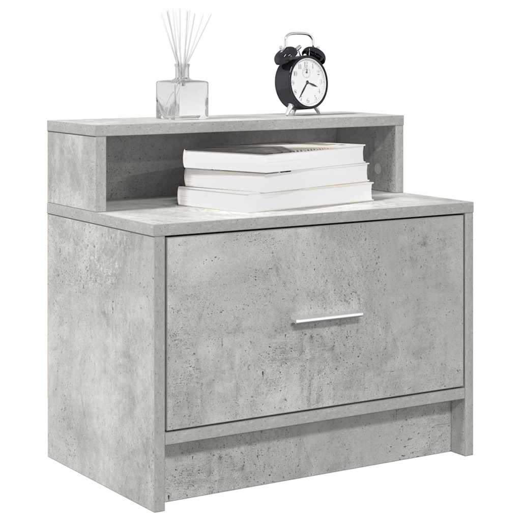 vidaXL Bedside Cabinet with Drawer Concrete Grey 51x31x47 cm 1