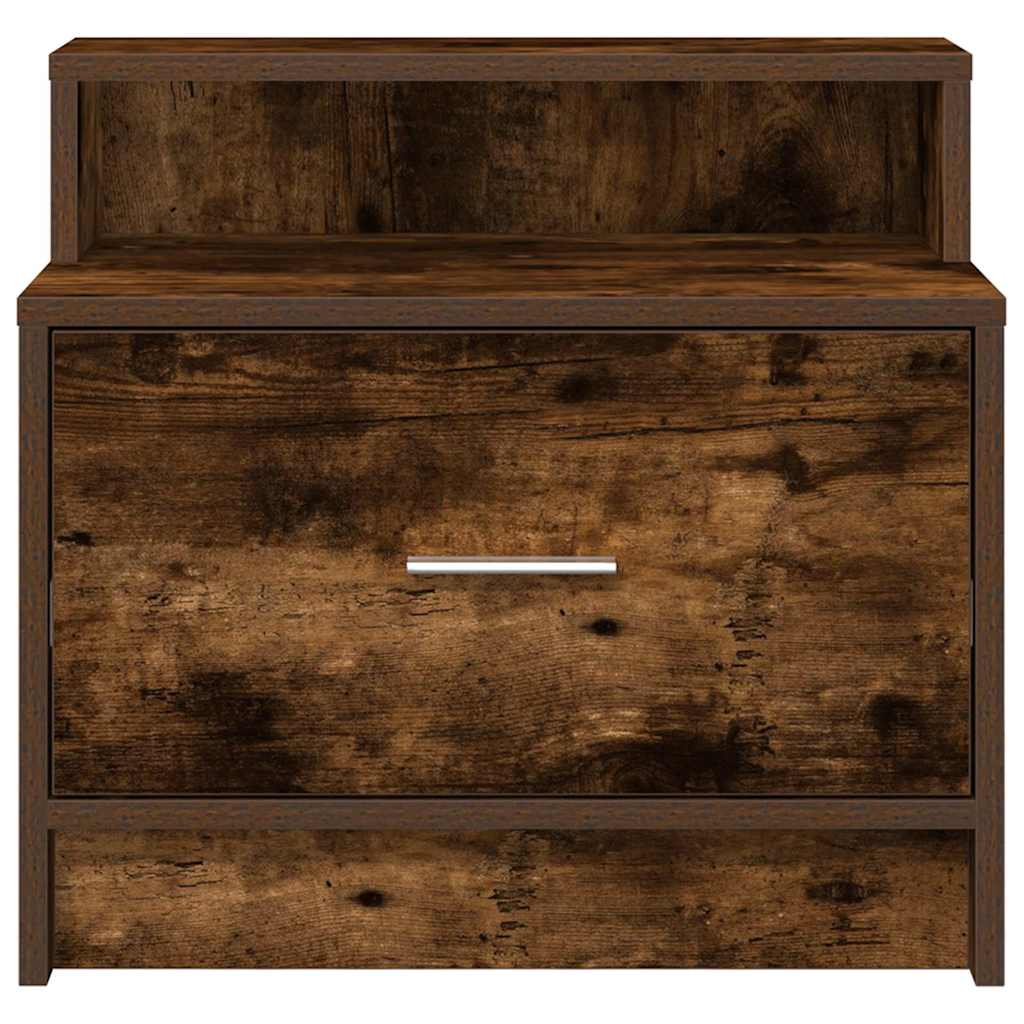 vidaXL Bedside Cabinet with Drawer Smoked Oak 51x31x47 cm 4