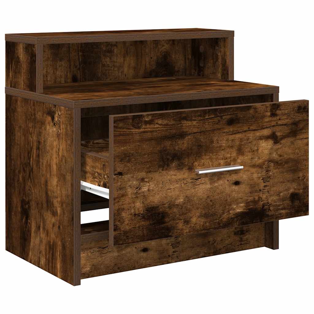 vidaXL Bedside Cabinet with Drawer Smoked Oak 51x31x47 cm 5