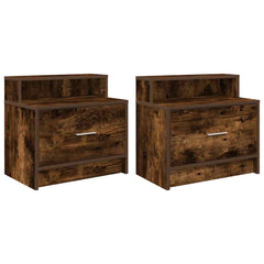 vidaXL Bedside Cabinets with Drawer 2 pcs Smoked Oak 51x31x47 cm 2