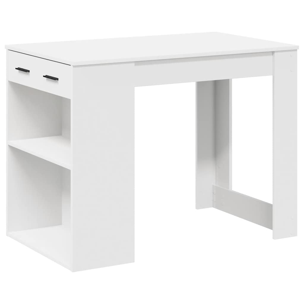 vidaXL Desk with Drawer and Shelf White 102x62x77.5 cm Engineered Wood 2