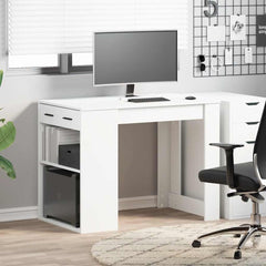 vidaXL Desk with Drawer and Shelf White 102x62x77.5 cm Engineered Wood 3