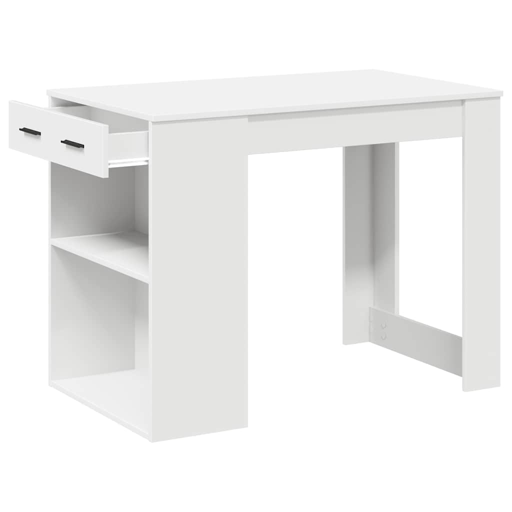 vidaXL Desk with Drawer and Shelf White 102x62x77.5 cm Engineered Wood 5
