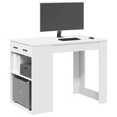 vidaXL Desk with Drawer and Shelf White 102x62x77.5 cm Engineered Wood 1