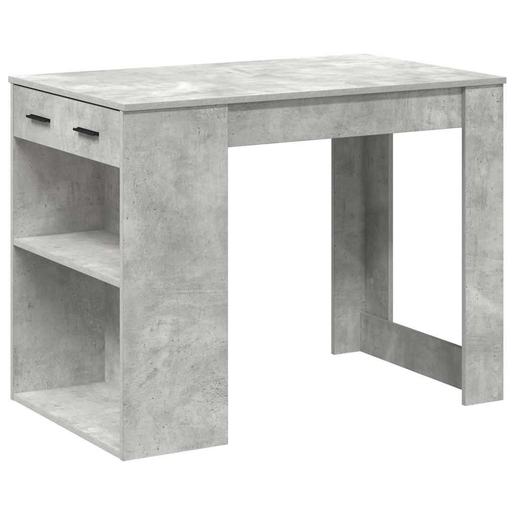 vidaXL Desk with Drawer and Shelf Concrete Grey 102x62x77.5 cm Engineered Wood 2