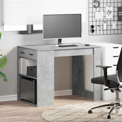 vidaXL Desk with Drawer and Shelf Concrete Grey 102x62x77.5 cm Engineered Wood 3