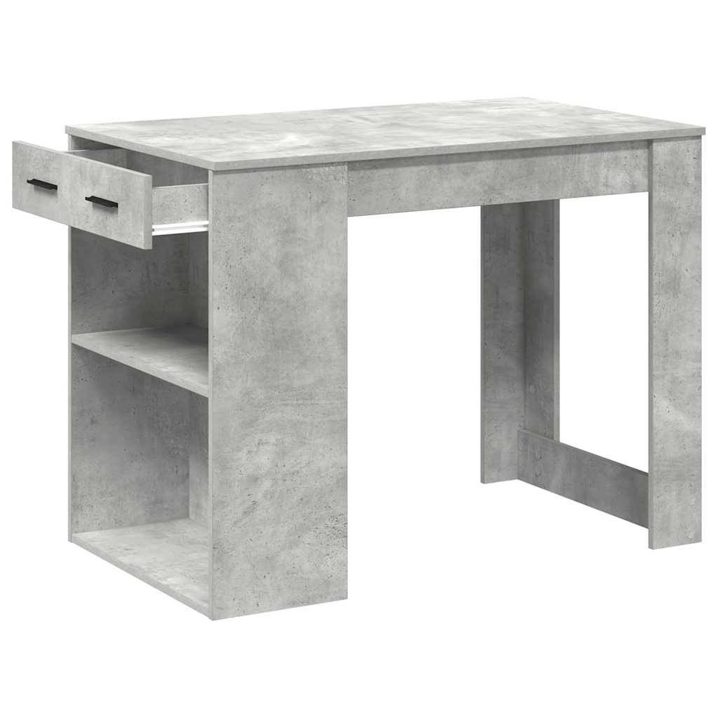 vidaXL Desk with Drawer and Shelf Concrete Grey 102x62x77.5 cm Engineered Wood 5