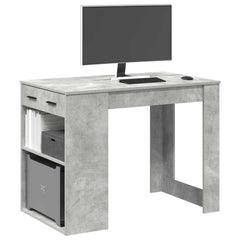 vidaXL Desk with Drawer and Shelf Concrete Grey 102x62x77.5 cm Engineered Wood 1