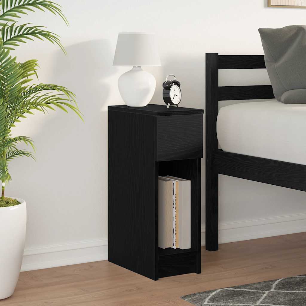 vidaXL Bedside Cabinet with Drawer Black Oak 20x36x60 cm 3