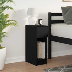 vidaXL Bedside Cabinet with Drawer Black Oak 20x36x60 cm 3