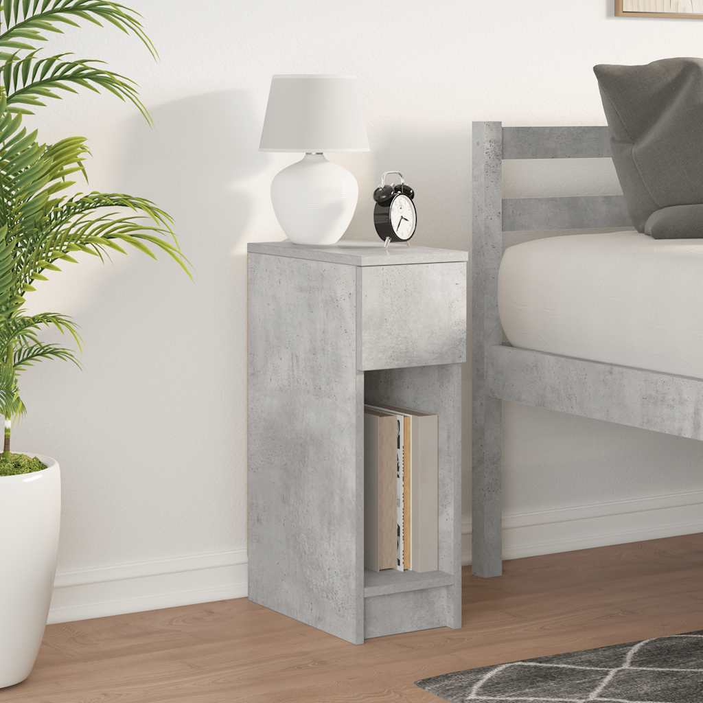 vidaXL Bedside Cabinet with Drawer Concrete Grey 20x36x60 cm 3
