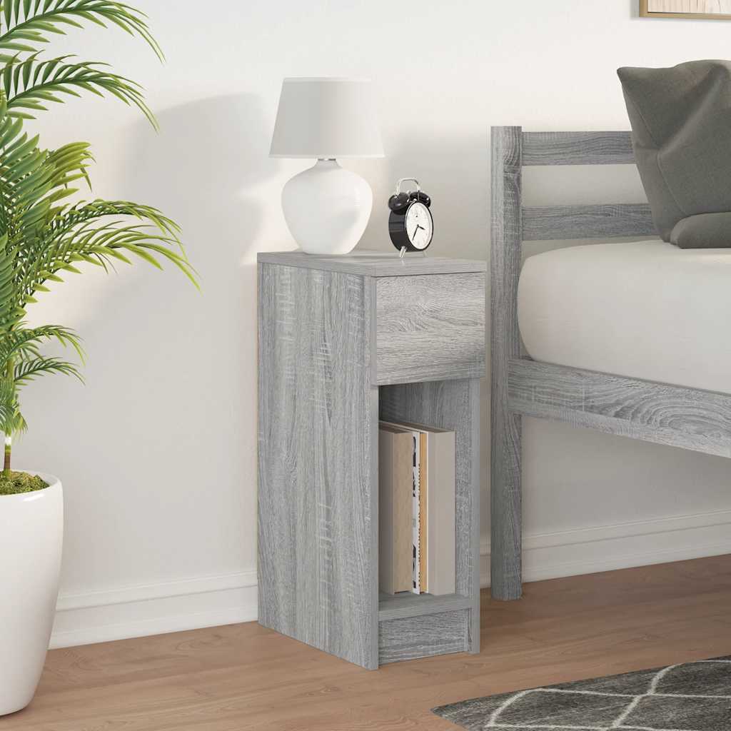 vidaXL Bedside Cabinet with Drawer Grey Sonoma 20x36x60 cm 3