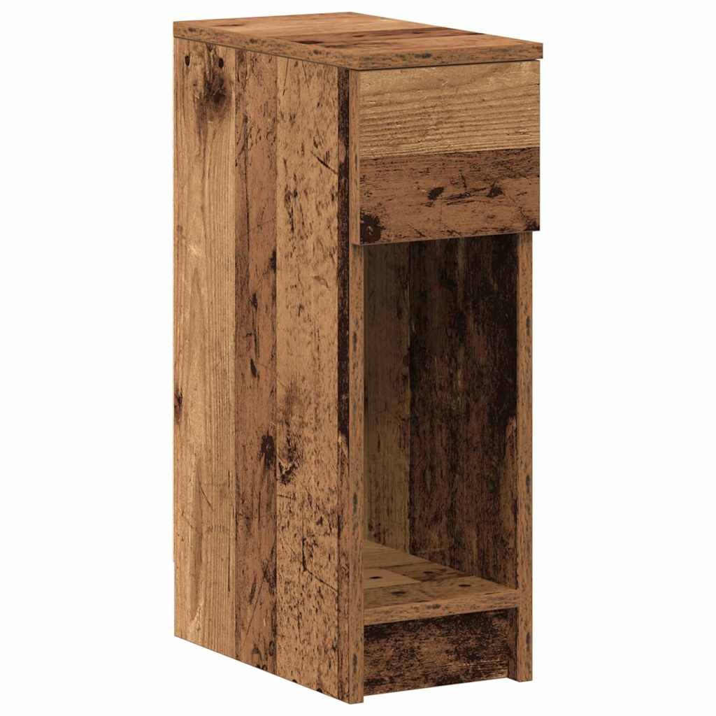 vidaXL Bedside Cabinet with Drawer Old Wood 20x36x60 cm 2
