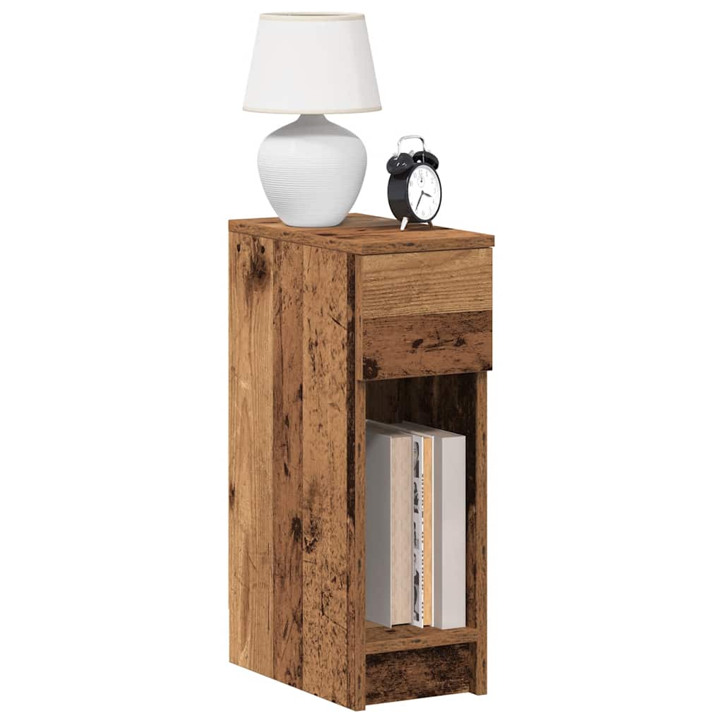 vidaXL Bedside Cabinet with Drawer Old Wood 20x36x60 cm 1