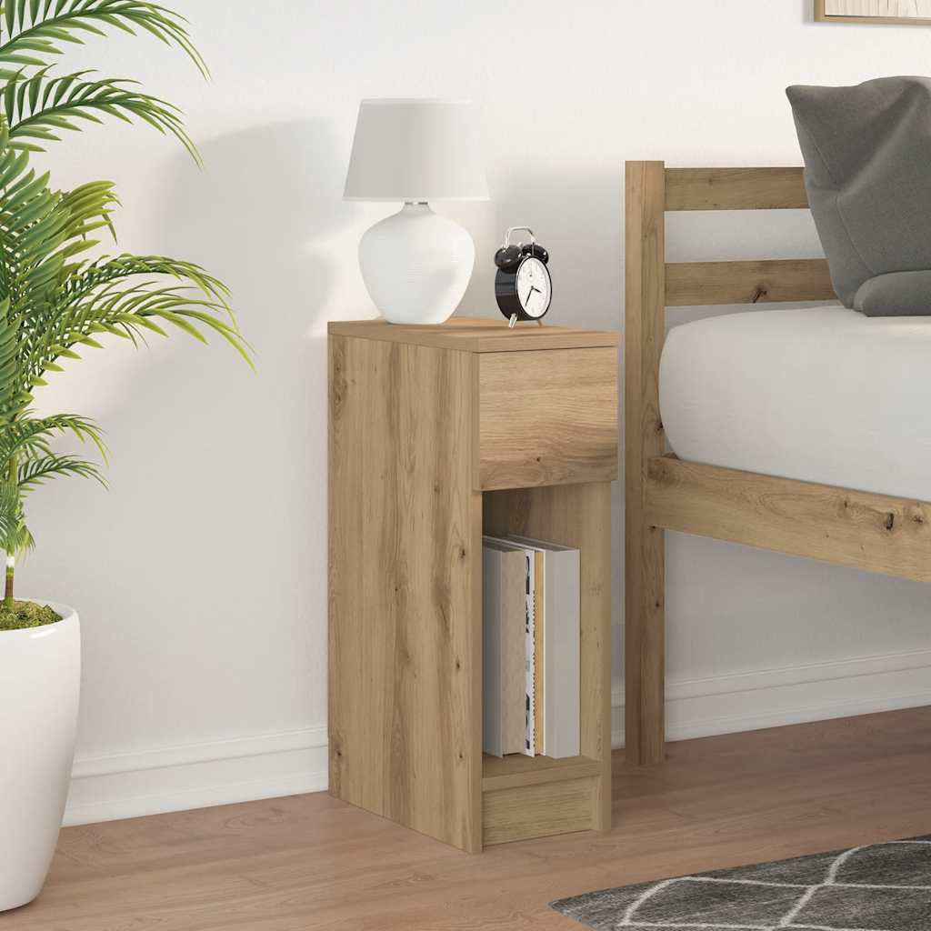 vidaXL Bedside Cabinet with Drawer Artisan Oak 20x36x60 cm 3