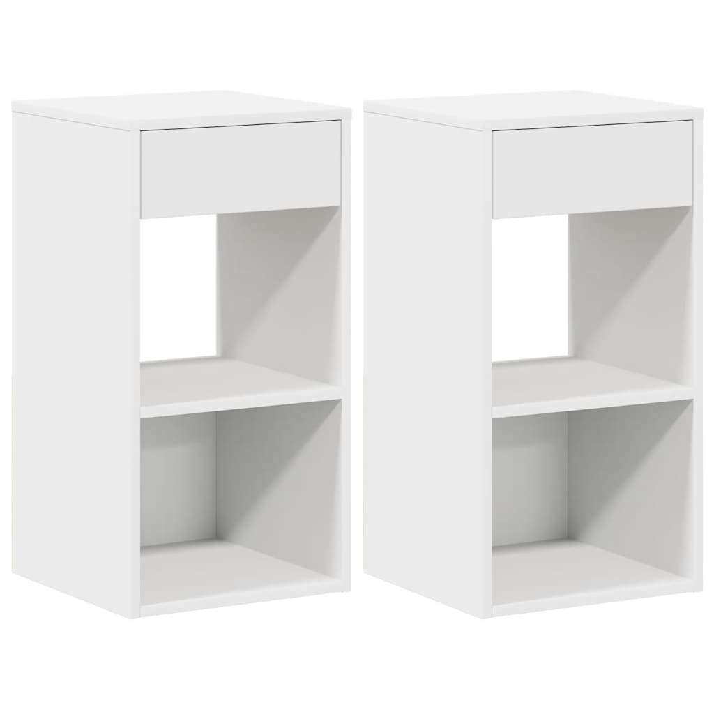 vidaXL Bedside Cabinets with Drawer 2 pcs White 35x34x66.5 cm 2