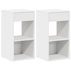 vidaXL Bedside Cabinets with Drawer 2 pcs White 35x34x66.5 cm 2