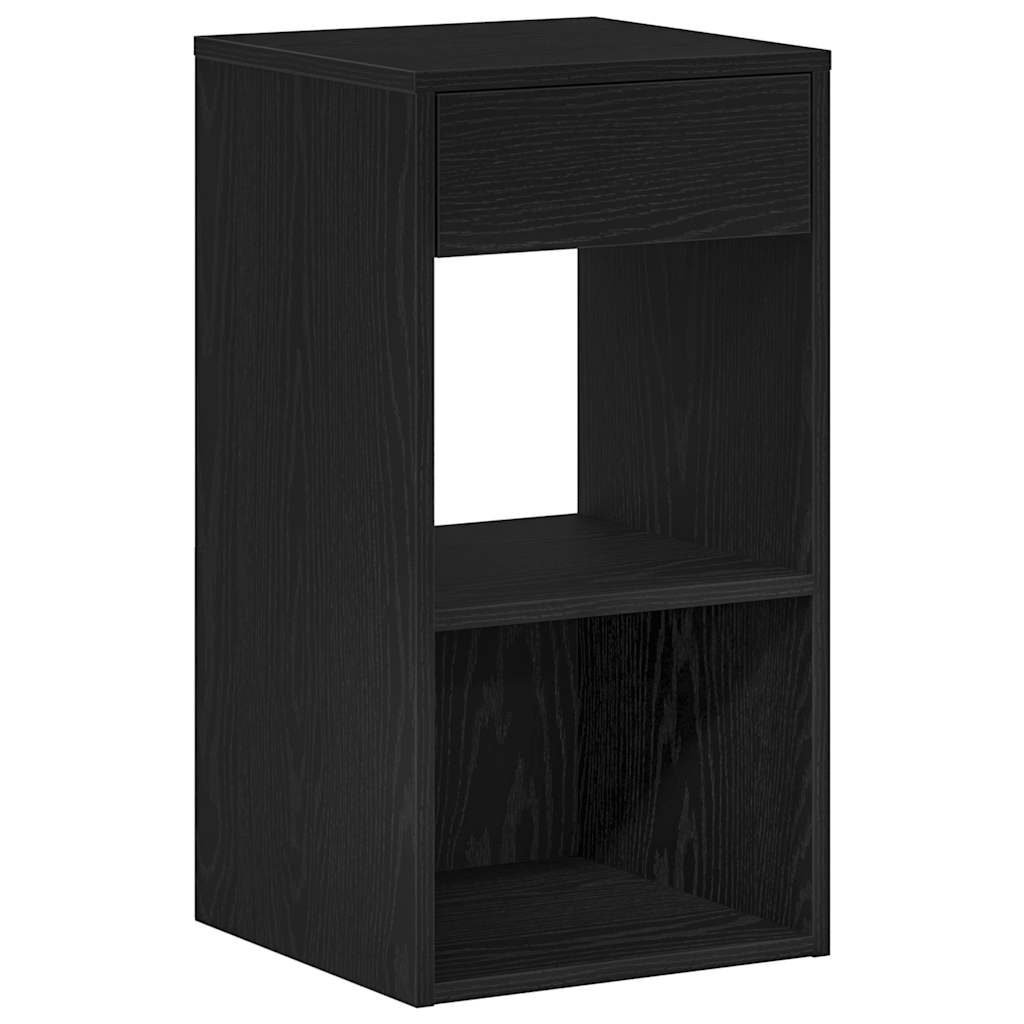 vidaXL Bedside Cabinet with Drawer Black Oak 35x34x66.5 cm 2
