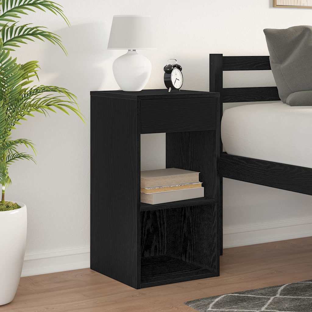 vidaXL Bedside Cabinet with Drawer Black Oak 35x34x66.5 cm 3