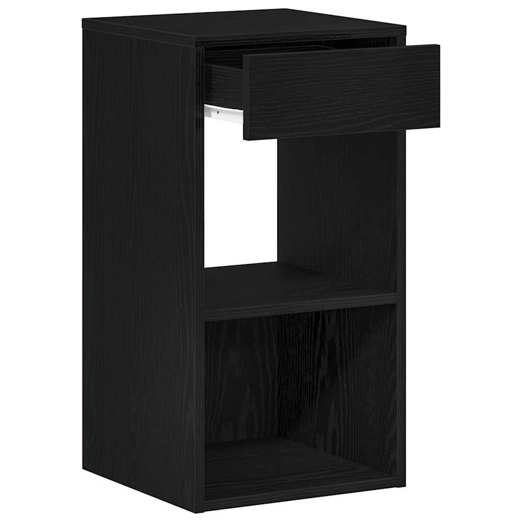 vidaXL Bedside Cabinet with Drawer Black Oak 35x34x66.5 cm 5
