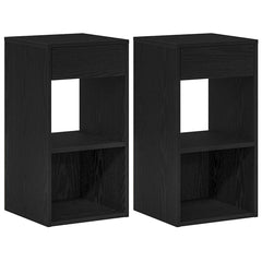 vidaXL Bedside Cabinets with Drawer 2 pcs Black Oak 35x34x66.5 cm 2