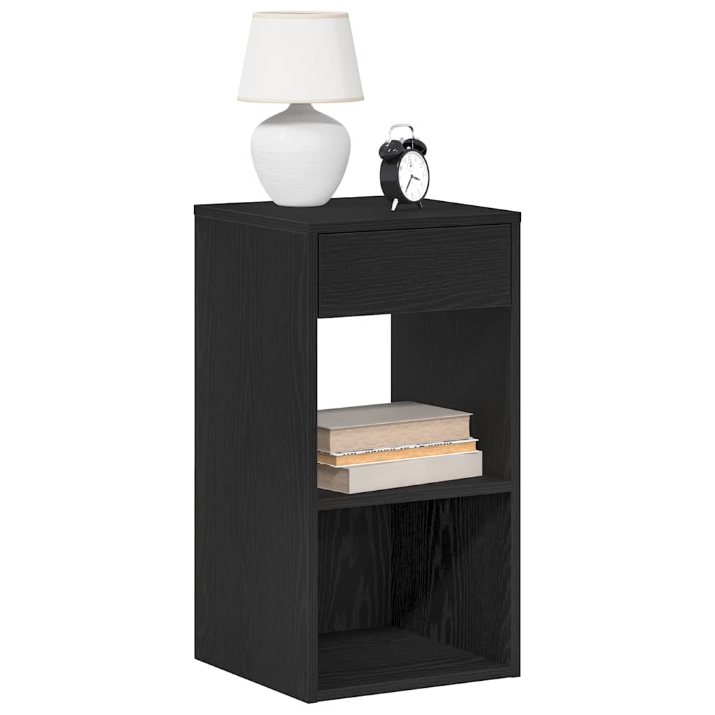 vidaXL Bedside Cabinets with Drawer 2 pcs Black Oak 35x34x66.5 cm 1
