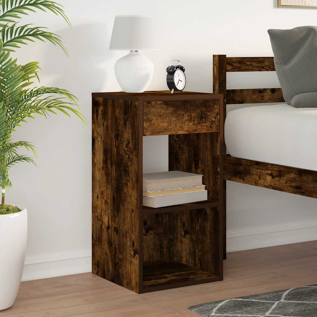 vidaXL Bedside Cabinet with Drawer Smoked Oak 35x34x66.5 cm 3