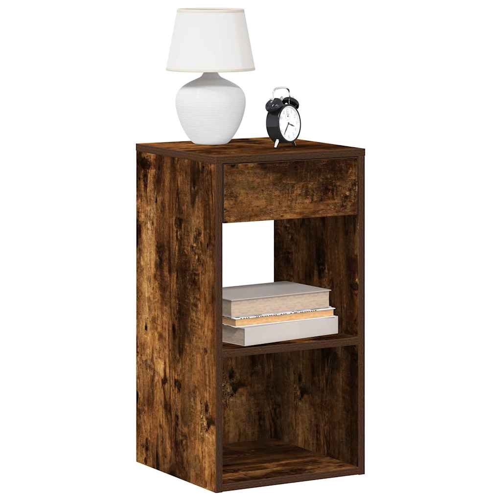 vidaXL Bedside Cabinet with Drawer Smoked Oak 35x34x66.5 cm 1