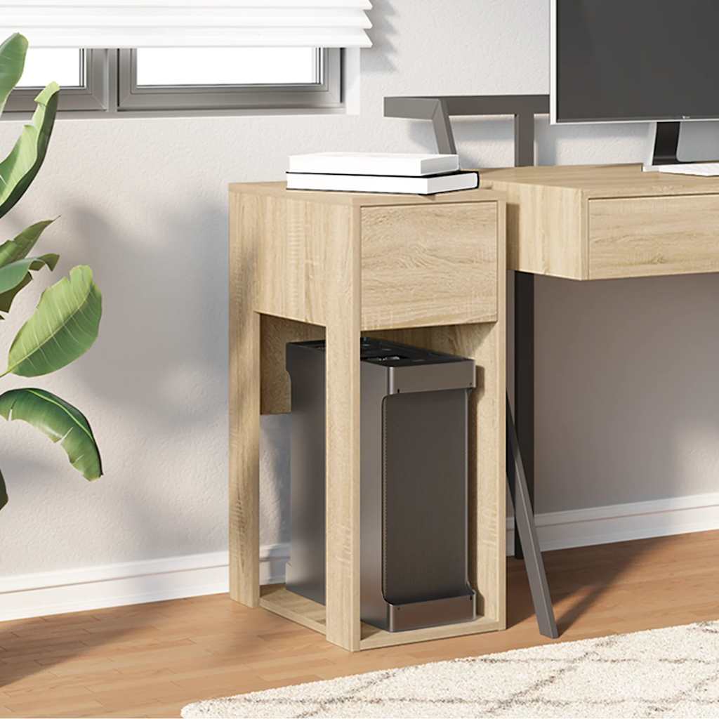 Computer Tower Stand with Drawer 30x44x74 cm Sonoma oak