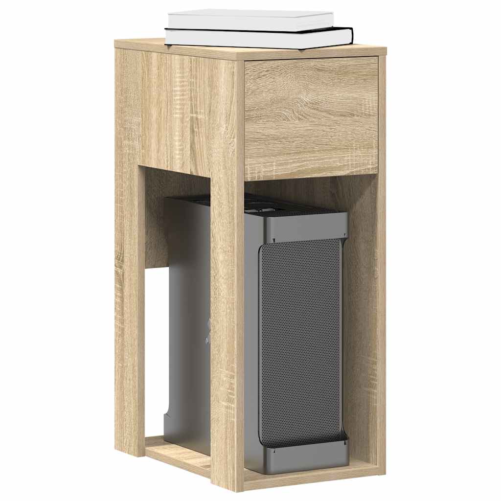 vidaXL Computer Tower Stand with Drawer Sonoma Oak 30x44x74 cm 1