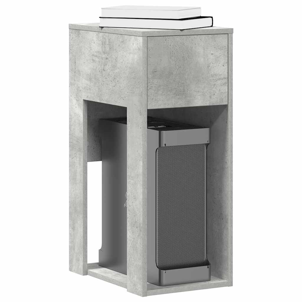 vidaXL Computer Tower Stand with Drawer Concrete Grey 30x44x74 cm 1