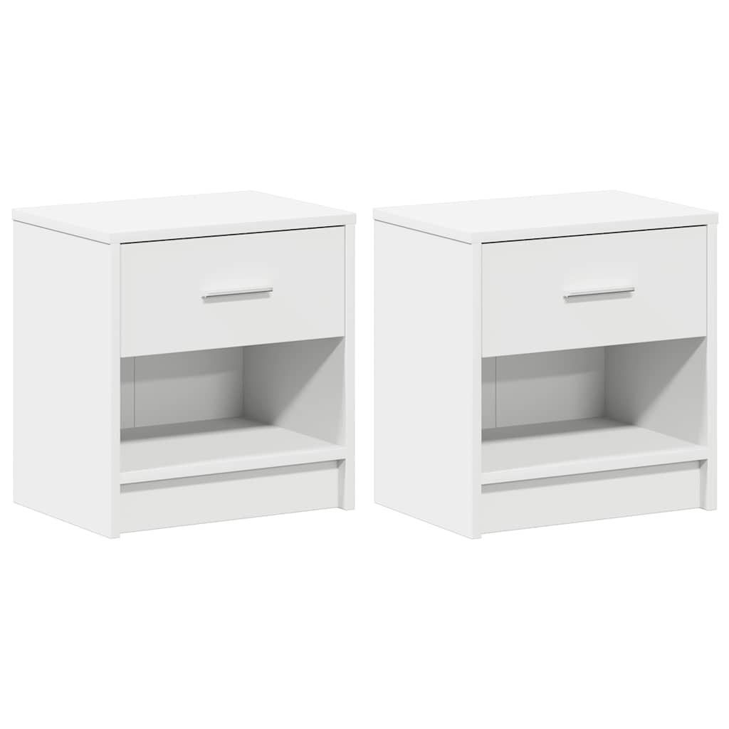 vidaXL Bedside Cabinets 2 pcs with Drawer White 39x28x41 cm 2