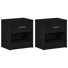 vidaXL Bedside Cabinets 2 pcs with Drawer Black 39x28x41 cm 2